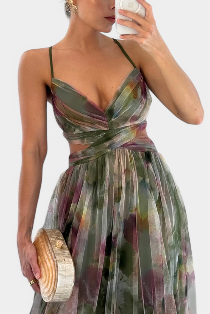 Magdalena | Maxi Haljina s Cvjetnim Uzorkom i V-Izrezom