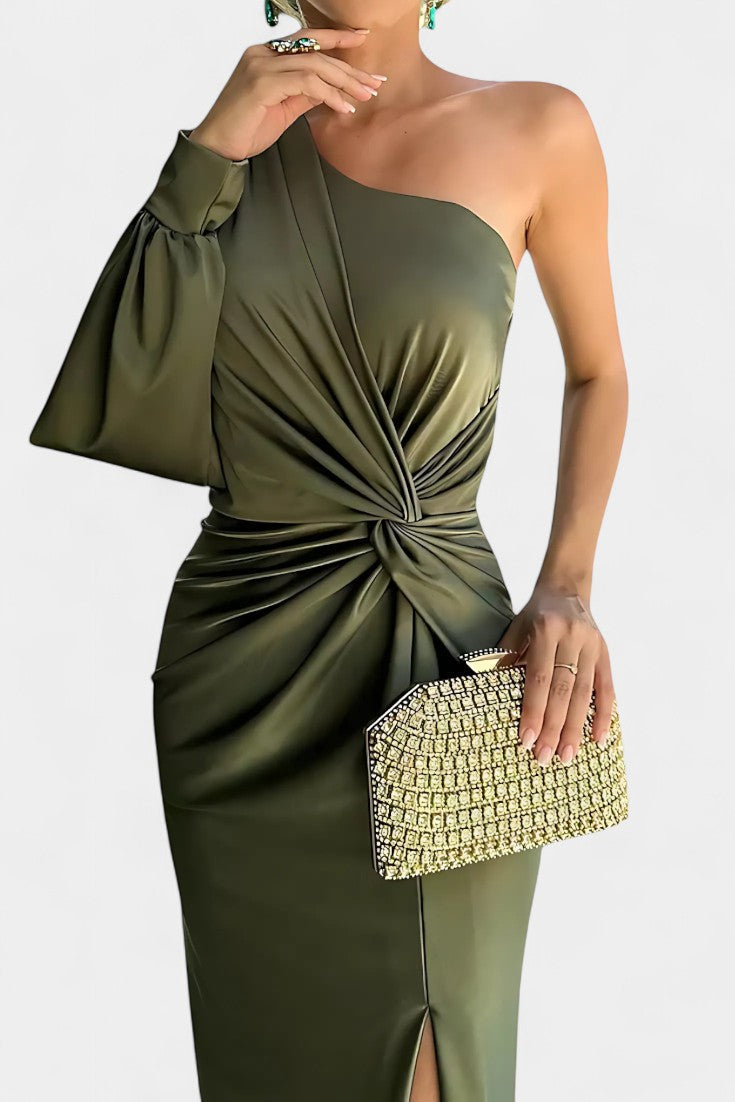 Gabrijela | Asimetrična Haljina s Draperijom na Jednom Ramenu