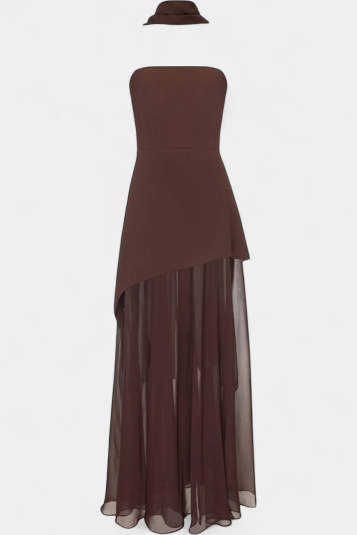 Rajna | Maxi Haljina bez Rukava od Chiffona s Bočnim Raskorakom