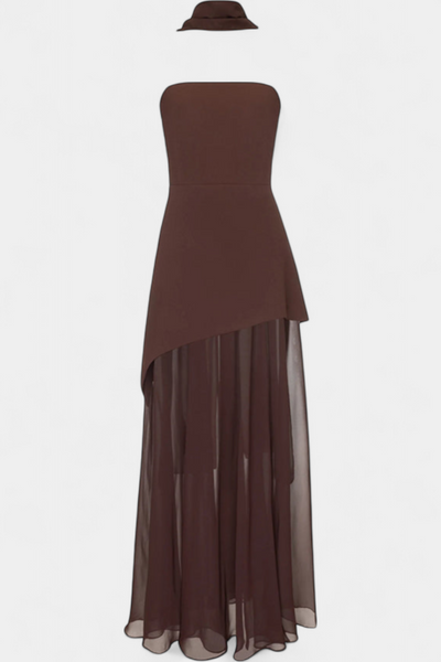 Rajna | Maxi Haljina bez Rukava od Chiffona s Bočnim Raskorakom