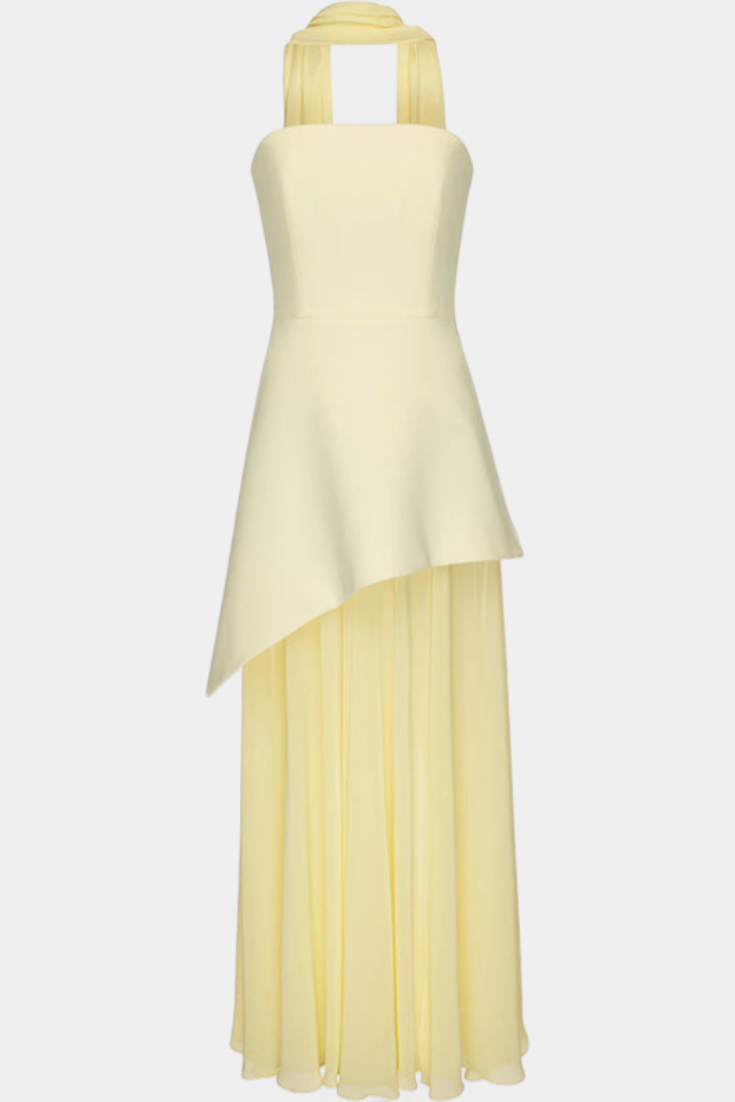 Rajna | Maxi Haljina bez Rukava od Chiffona s Bočnim Raskorakom