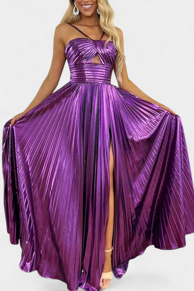 Branimira | Maxi Haljina Metalik s Preklopom i Raskorakom