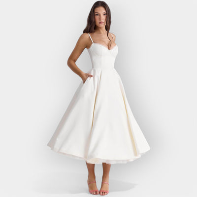 Jednostavna Bijela Midi Haljina