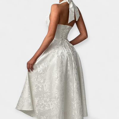 Midi Haljina s Otvorenim Leđima i Korset Dizajnom