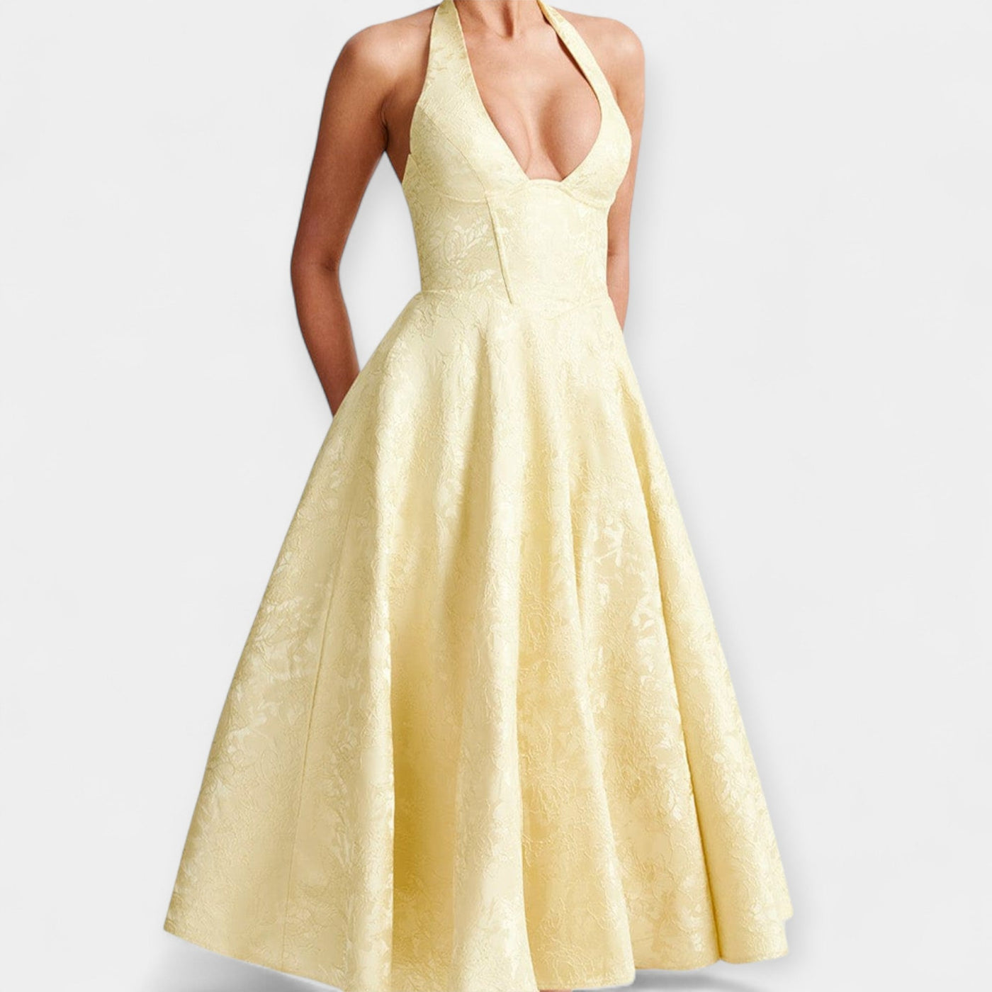 Midi Haljina s Otvorenim Leđima i Korset Dizajnom