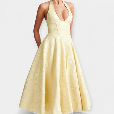 Midi Haljina s Otvorenim Leđima i Korset Dizajnom