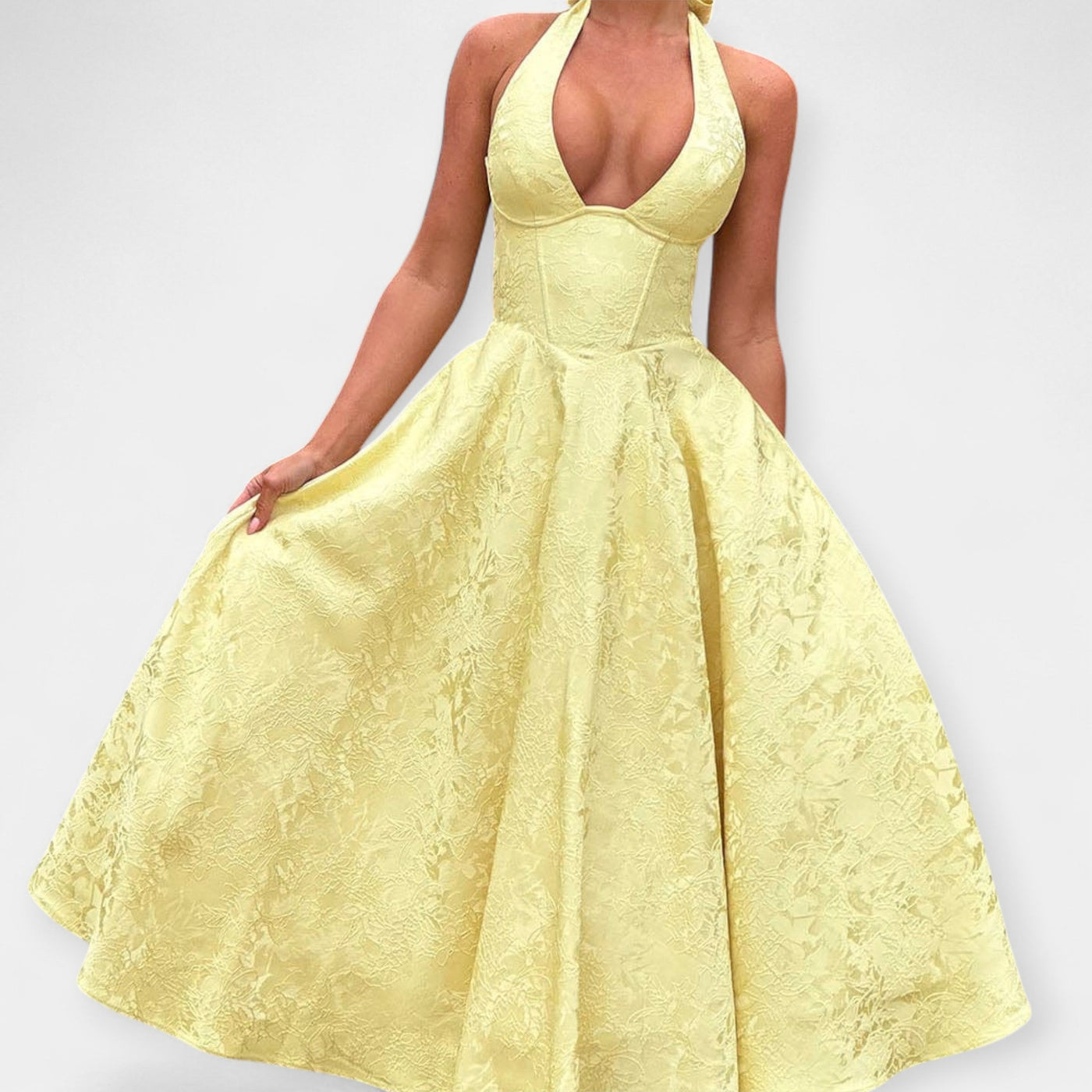 Midi Haljina s Otvorenim Leđima i Korset Dizajnom