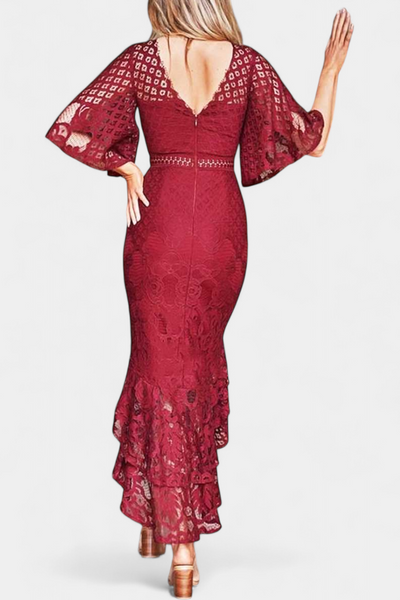 Ksenija | Midi Haljina od Čipke s Dekolteom u Obliku Srca