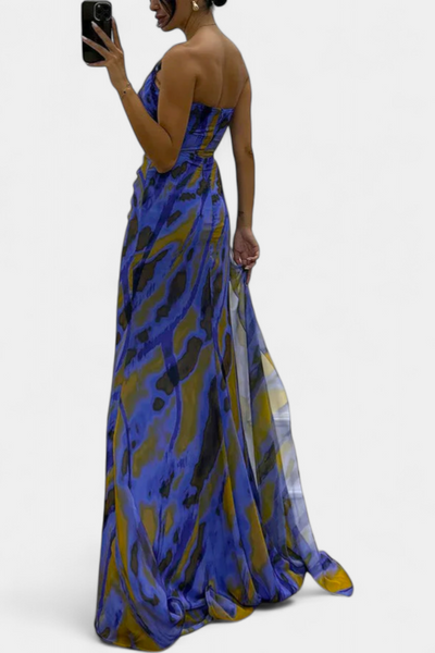Blanka | Maxi Asimetrična Haljina s Vibrantnim Uzorkom