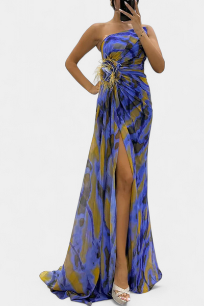 Blanka | Maxi Asimetrična Haljina s Vibrantnim Uzorkom