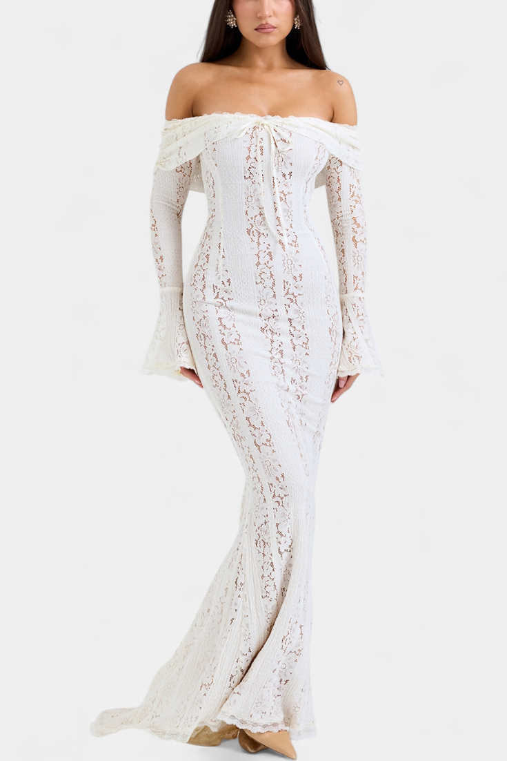 Josipa | Maxi Haljina s Otvorenim Ramena od Čipke