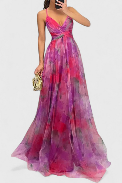 Magdalena | Maxi Haljina s Cvjetnim Uzorkom i V-Izrezom