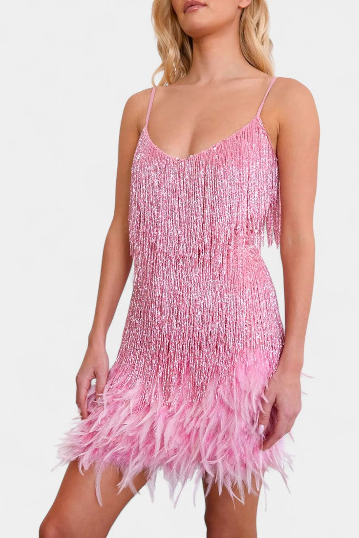 Mirjana | Mini Haljina s Perjem