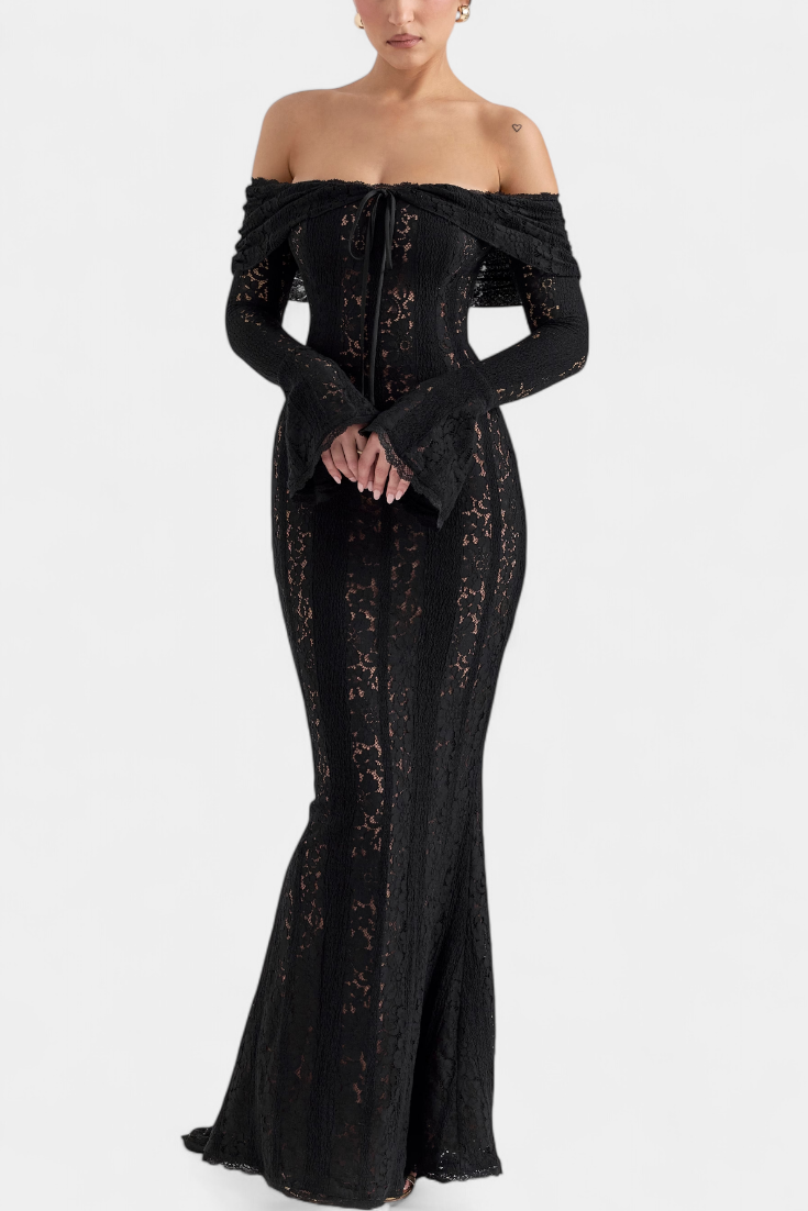 Josipa | Maxi Haljina s Otvorenim Ramena od Čipke