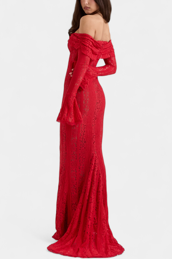 Josipa | Maxi Haljina s Otvorenim Ramena od Čipke