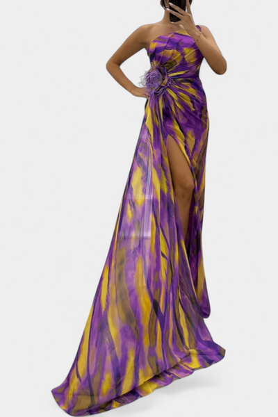 Blanka | Maxi Asimetrična Haljina s Vibrantnim Uzorkom