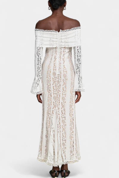 Josipa | Maxi Haljina s Otvorenim Ramena od Čipke