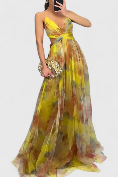 Magdalena | Maxi Haljina s Cvjetnim Uzorkom i V-Izrezom