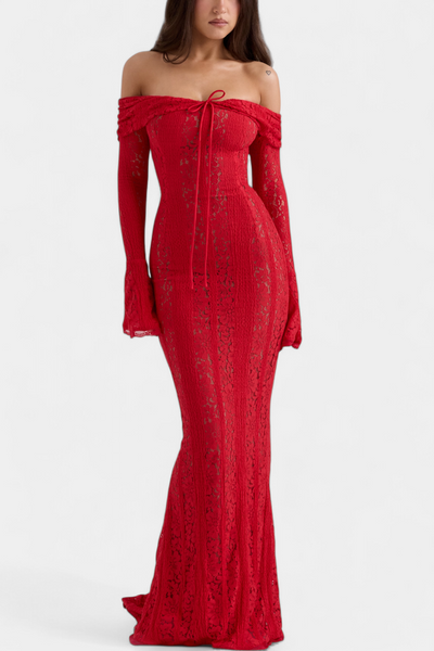 Josipa | Maxi Haljina s Otvorenim Ramena od Čipke