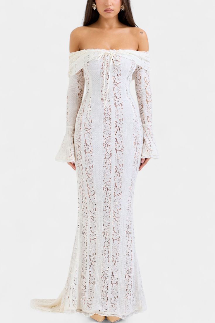 Josipa | Maxi Haljina s Otvorenim Ramena od Čipke