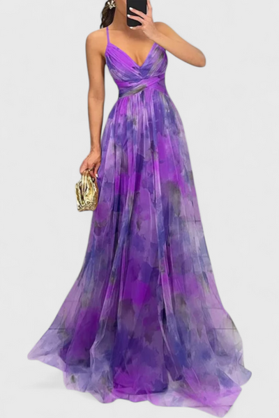 Magdalena | Maxi Haljina s Cvjetnim Uzorkom i V-Izrezom