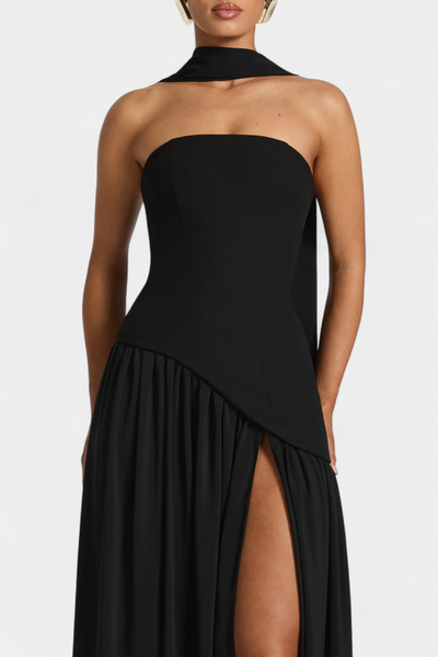 Rajna | Maxi Haljina bez Rukava od Chiffona s Bočnim Raskorakom