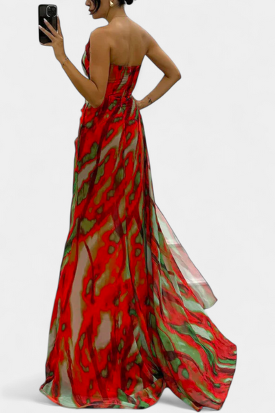 Blanka | Maxi Asimetrična Haljina s Vibrantnim Uzorkom